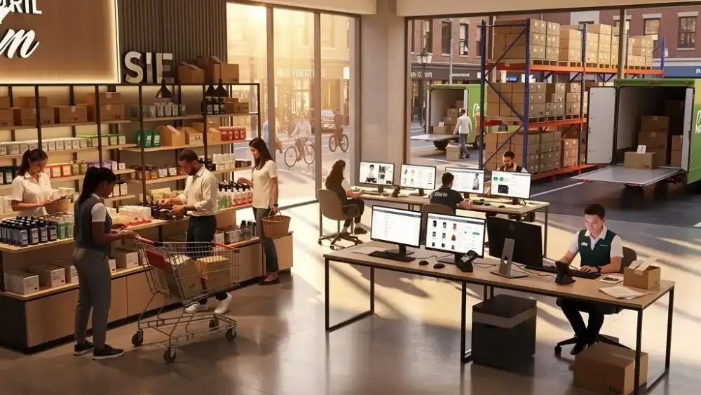 Hybrid business serving local and national customers