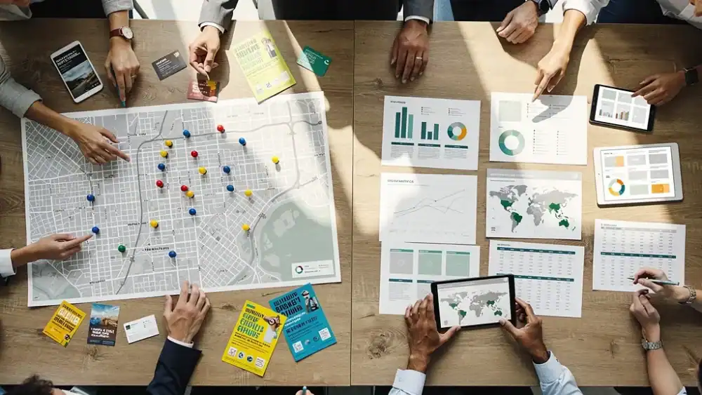 Strategic planning session comparing local and national approaches