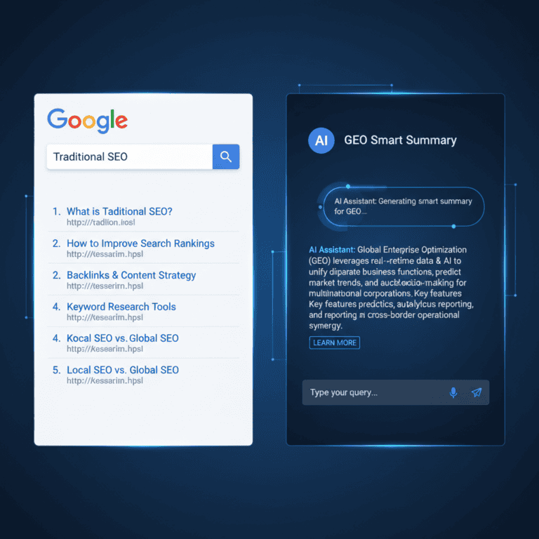 Difference Between Traditional SEO and GEO: 2026 Analysis