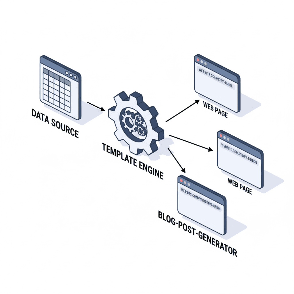 Flowchart demonstrating the programmatic SEO content generation process