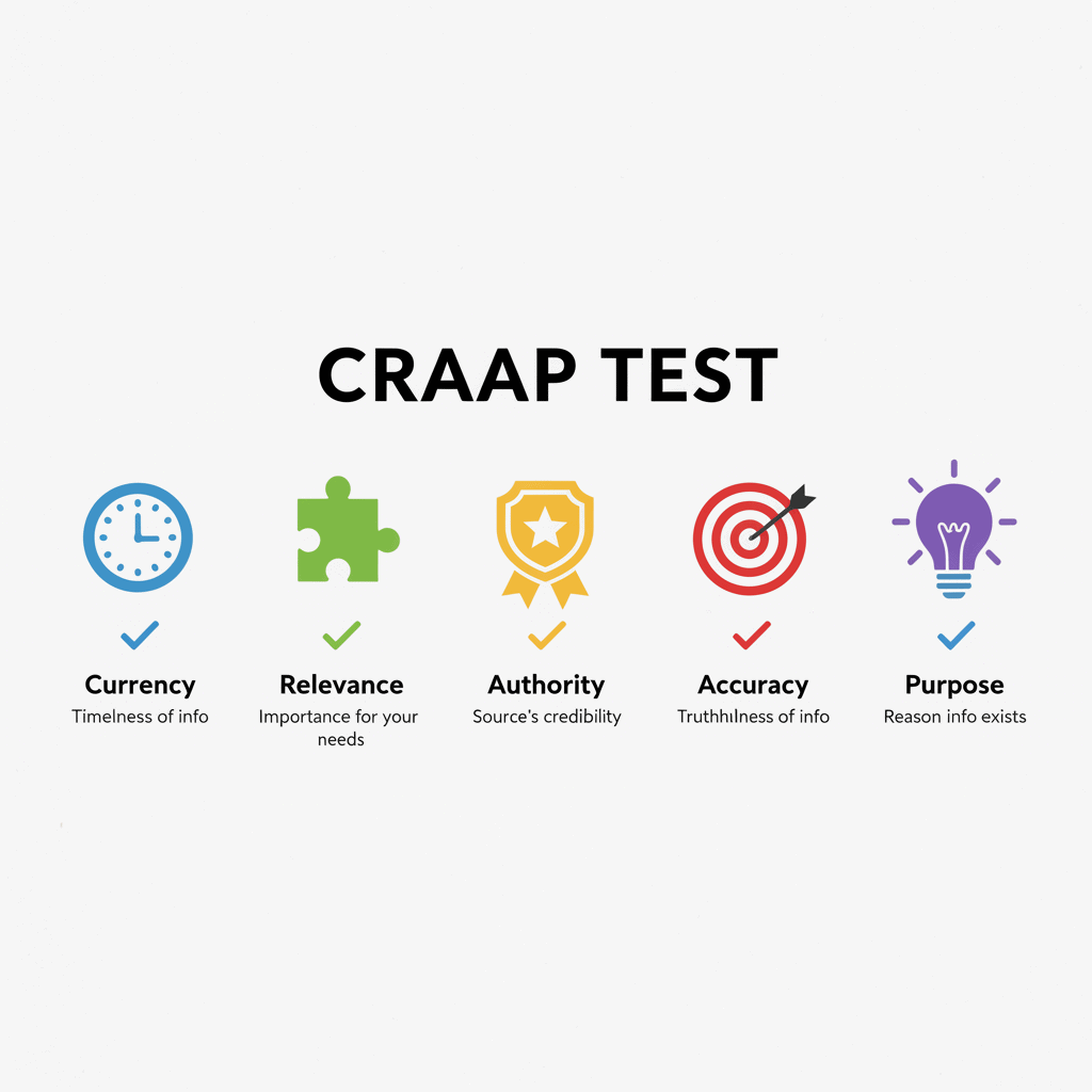 The CRAAP Test checklist for verifying source credibility in SEO content