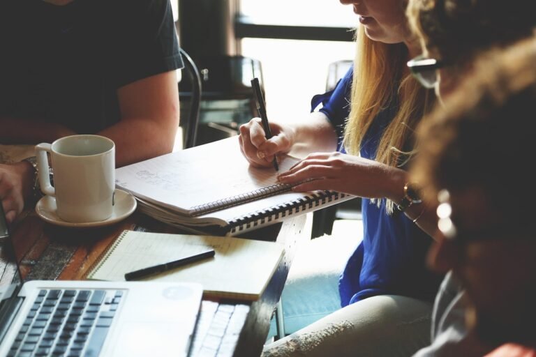Business team reviewing AI SEO strategy, website performance, and search visibility data.